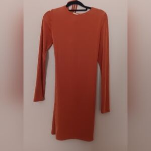 Elegant Orange Long Sleeve Dress